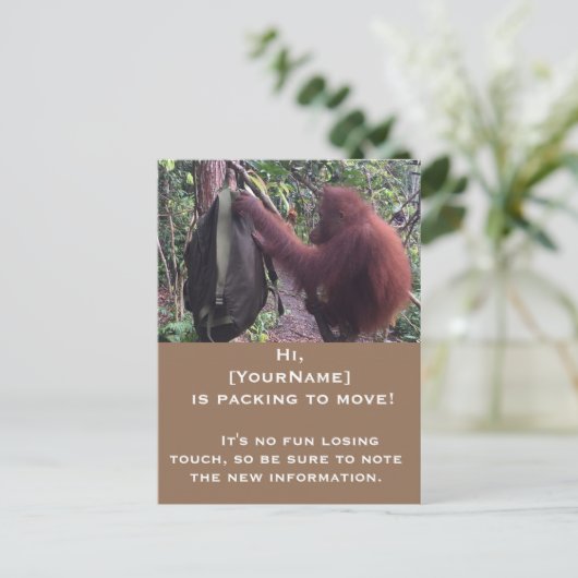 おもしろい住所の変更の通知 案内ポストカード (スタンド正面)