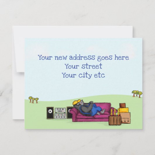 おもしろい住所カードの新しいホーム変更 (裏面)