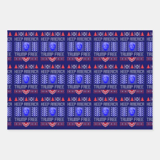 おもしろい保アメリカトランプ無料ホリデー ラッピングペーパーシート (正面)