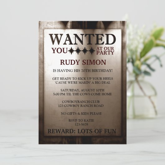 おもしろい保安官指名手配警官の誕生日 招待状 (スタンド正面)
