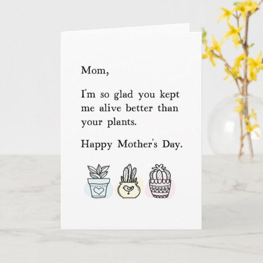 おもしろい保母の日に生きてる カード (黄色い花)