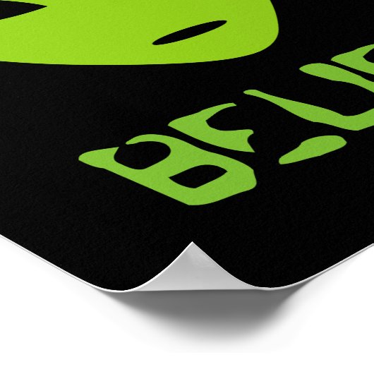 おもしろい信じ緑エイリアンヘッドウォールアートポスター ポスター (角)