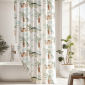 おもしろい先史時代の恐竜パターン シャワーカーテン