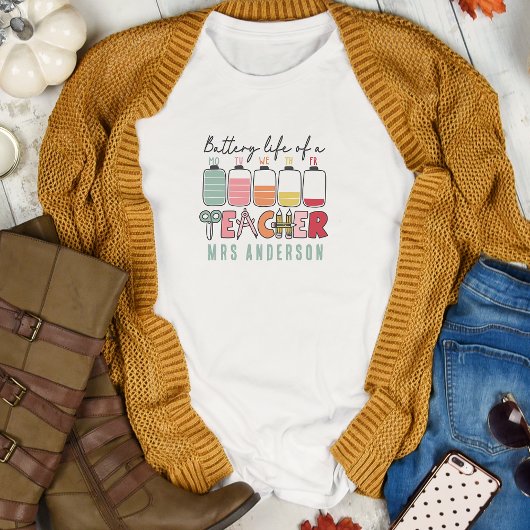 おもしろい先生のバッテリ寿命 Tシャツ