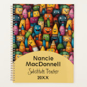 おもしろい先生カラフル教育漫画ペンのパターン プランナー手帳 (正面)