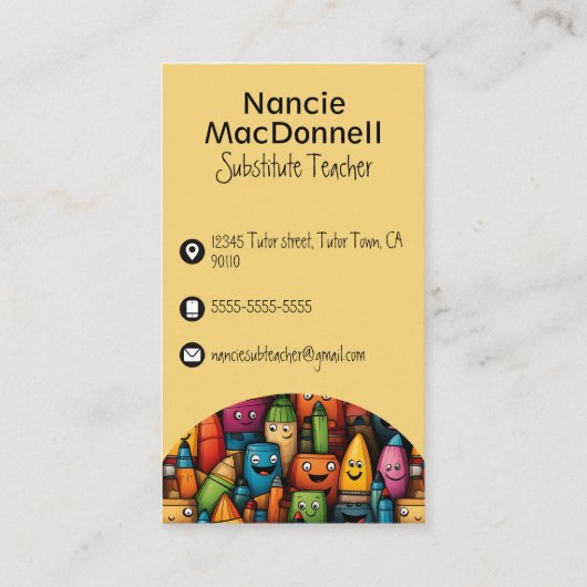 おもしろい先生カラフル教育漫画ペンのパターン 名刺 (裏面)