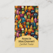 おもしろい先生カラフル教育漫画ペンのパターン 名刺 (正面)