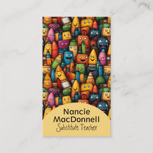 おもしろい先生カラフル教育漫画ペンのパターン 名刺 (正面)