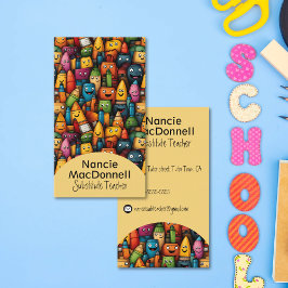 おもしろい先生カラフル教育漫画ペンのパターン 名刺