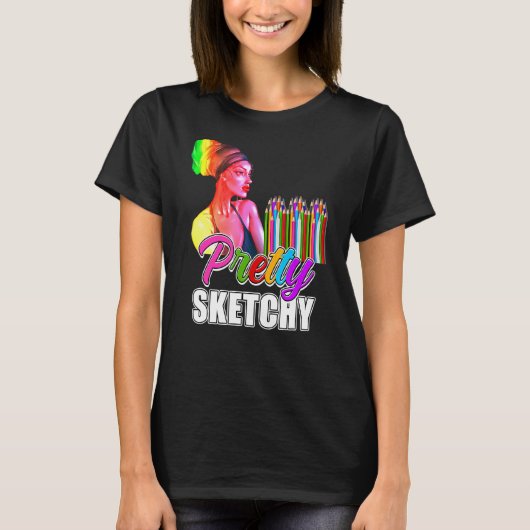 おもしろい先生スかわいらしケッチー色鉛筆A Tシャツ (正面)