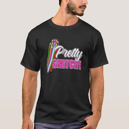 おもしろい先生スかわいらしケッチー色鉛筆A Tシャツ (正面)