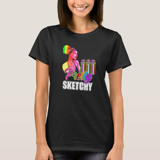 おもしろい先生スかわいらしケッチー色鉛筆A Tシャツ (正面)