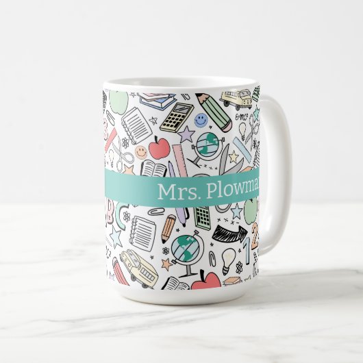 おもしろい先生スクールドードル コーヒーマグカップ (正面右)