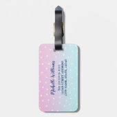 おもしろい先生パーソナライズされたビーチブルーピンクグラデーション ラゲッジタグ (裏面縦)