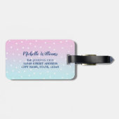 おもしろい先生パーソナライズされたビーチブルーピンクグラデーション ラゲッジタグ (裏面横)