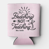 おもしろい先生ビーチ引用文 |かわいいピンクの夏 缶クーラー (正面)