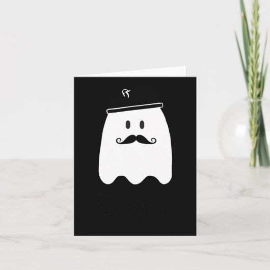 おもしろい先生フランスのハロウィーンボンジュール幽霊 カード (正面)