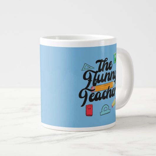 おもしろい先生マグ – 名前をカスタムする ジャンボコーヒーマグカップ (正面右)
