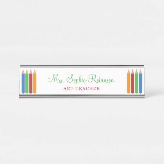 おもしろい先生学校用品パーソナライズされた デスクネームプレート (正面)