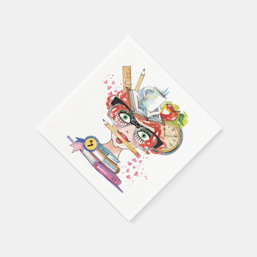 おもしろい先生感謝レディハート スタンダードカクテルナプキン (角)