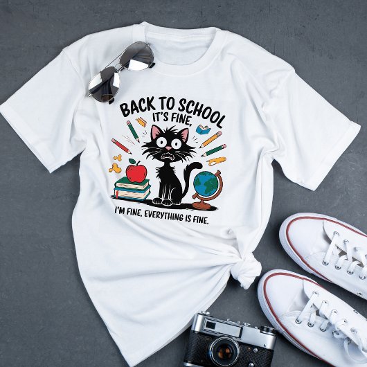 おもしろい先生新学期猫好き図 Tシャツ