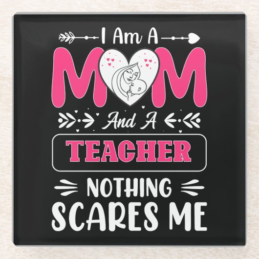 おもしろい先生母先生母おもしろい ガラスコースター (正面)