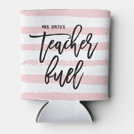 おもしろい先生燃料 |かわいいピンクのブラシストローク 缶クーラー (正面)