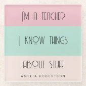 おもしろい先生色ブロパーソナライズされたック ガラスコースター (正面)