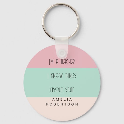 おもしろい先生色ブロパーソナライズされたック キーホルダー (裏面)