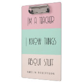 おもしろい先生色ブロパーソナライズされたック クリップボード (左)