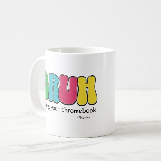 おもしろい先生BruhがChromebookを充電感謝していする コーヒーマグカップ (正面左)