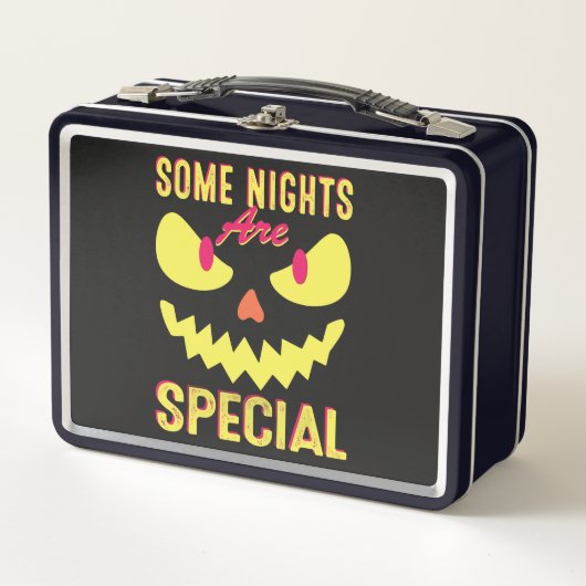 おもしろい入り怖い顔ハロウィーンデザイン メタルランチボックス (正面)