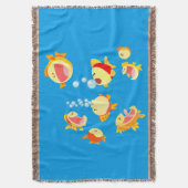 おもしろい入り水槽(Cartoon Fish)ブランケット スローブランケット (正面縦)