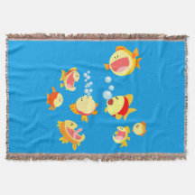 おもしろい入り水槽(Cartoon Fish)ブランケット