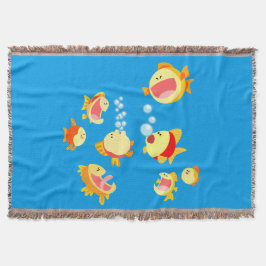 おもしろい入り水槽(Cartoon Fish)ブランケット スローブランケット