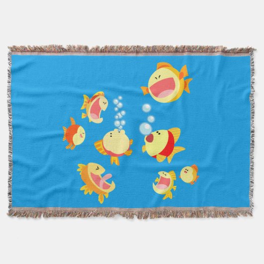 おもしろい入り水槽(Cartoon Fish)ブランケット スローブランケット (正面)
