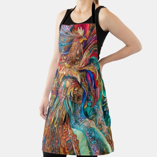 おもしろい入り組み絵画た抽象芸術の鶏のデザイン エプロン (インサイチュ)