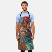 おもしろい入り組み絵画た抽象芸術の鶏のデザイン エプロン (着用した状態)