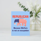 おもしろい共和党 – 福祉 ポストカード (スタンド正面)