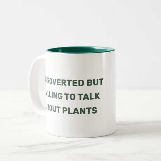 おもしろい内向的だが植物について話す意志 ツートーンマグカップ (正面左)