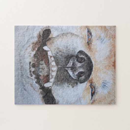 おもしろい写真かわいい犬の笑顔 ジグソーパズル (横)