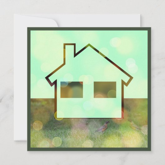 おもしろい写真と鳥の引っ越しましたホームのお知らせ (裏面)