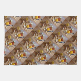 おもしろい写真のディナーのためのチョップベグの準備 キッチンタオル