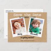 おもしろい写真の日付結婚の保存素朴 ポストカード (正面/裏面)