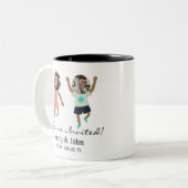 おもしろい写真カスタマイズの新郎新婦の結婚追加 ツートーンマグカップ (正面左)