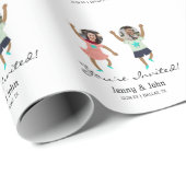 おもしろい写真カスタマイズの新郎新婦の結婚追加 ラッピングペーパー (ロールコーナー)