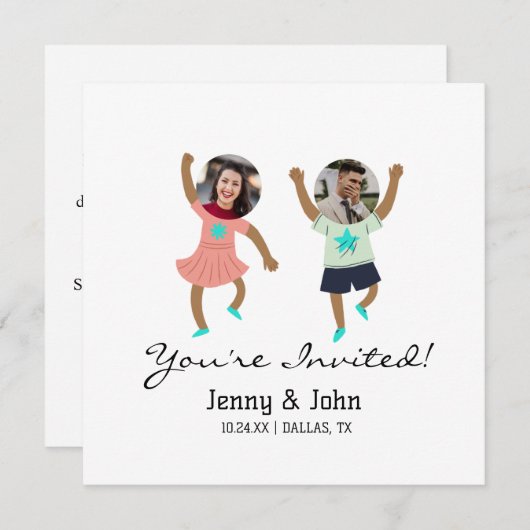 おもしろい写真カスタマイズの新郎新婦の結婚追加 招待状 (正面/裏面)