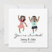 おもしろい写真カスタマイズの新郎新婦の結婚追加 招待状 (正面)