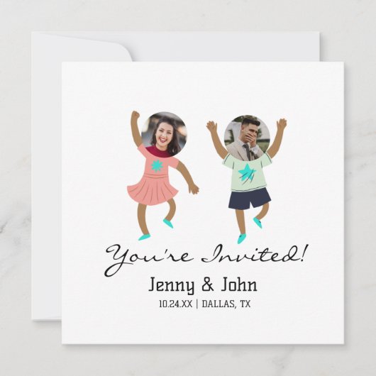 おもしろい写真カスタマイズの新郎新婦の結婚追加 招待状 (正面)