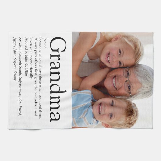 おもしろい写真クールおばあちゃん祖母の定義 キッチンタオル (横)